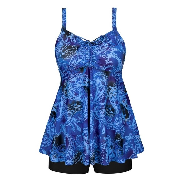 Plus Size Swimsuits Two Piece Tankini Bathing Suits Tummy Control - Picture 6 of 11